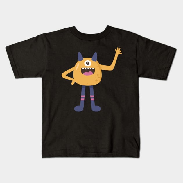 Cute one eye monster Kids T-Shirt by Vizzzual